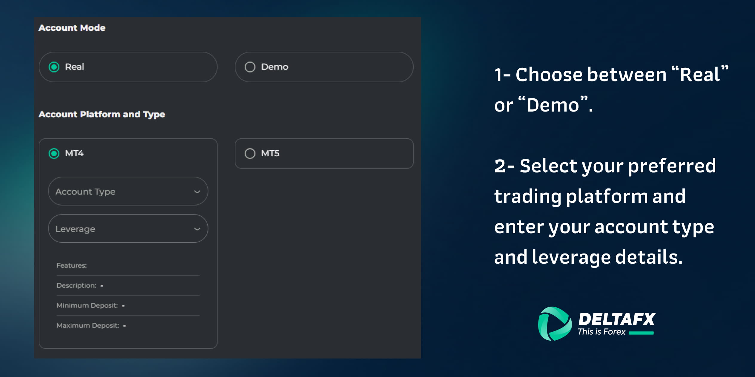 Creating a trading account at DeltaFX Broker - Steps 3
