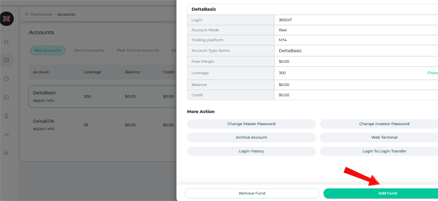 Online payment methods for funding a trading account including bank transfer and credit card