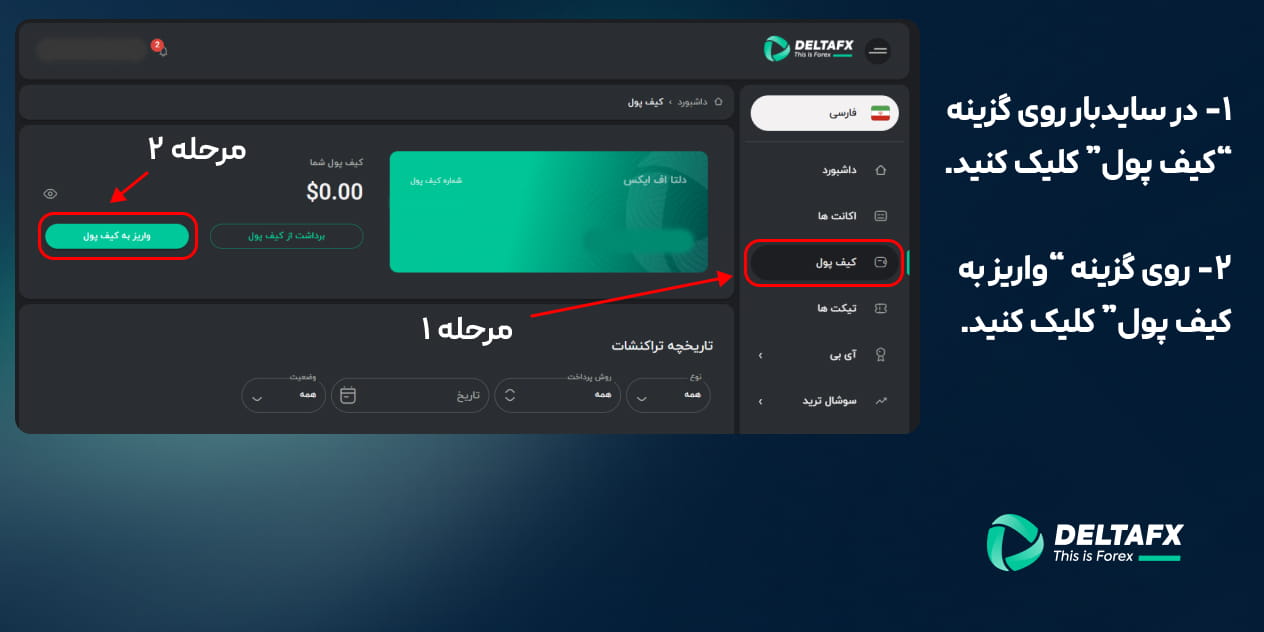 آموزش واریز محلی در بروکر دلتا اف ایکس - مرحله اول و دوم